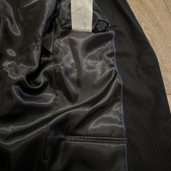 Sport Coat Jacket Men's 38 Reg Black Pin‎ Stripe 100% Wool Preowned - Picture 10 of 10